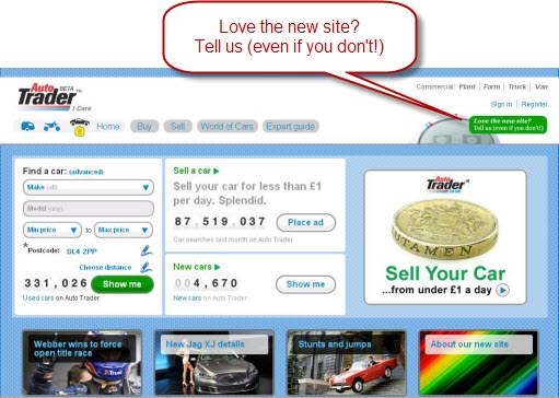 autotrader.co.uk test page. Conlusion: If you already have a website 